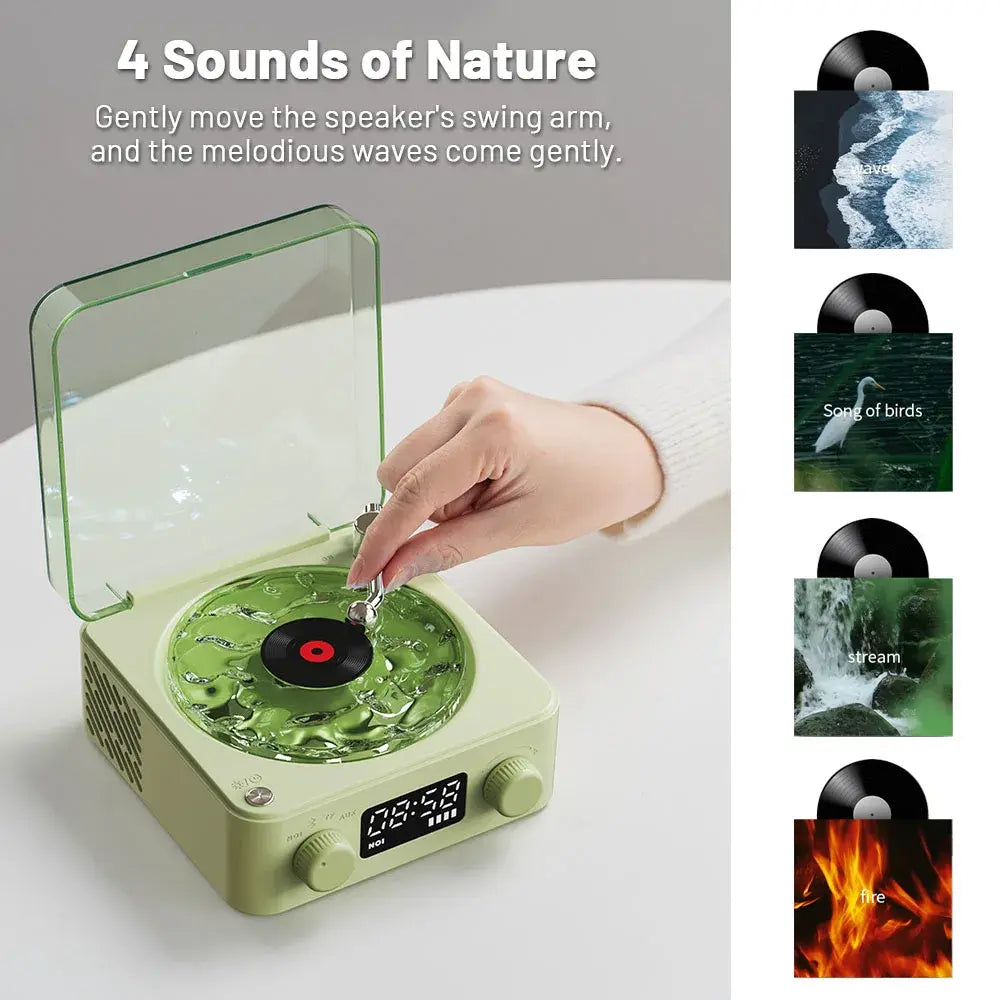 Mini Retro Vinyl Speaker with Calming Light