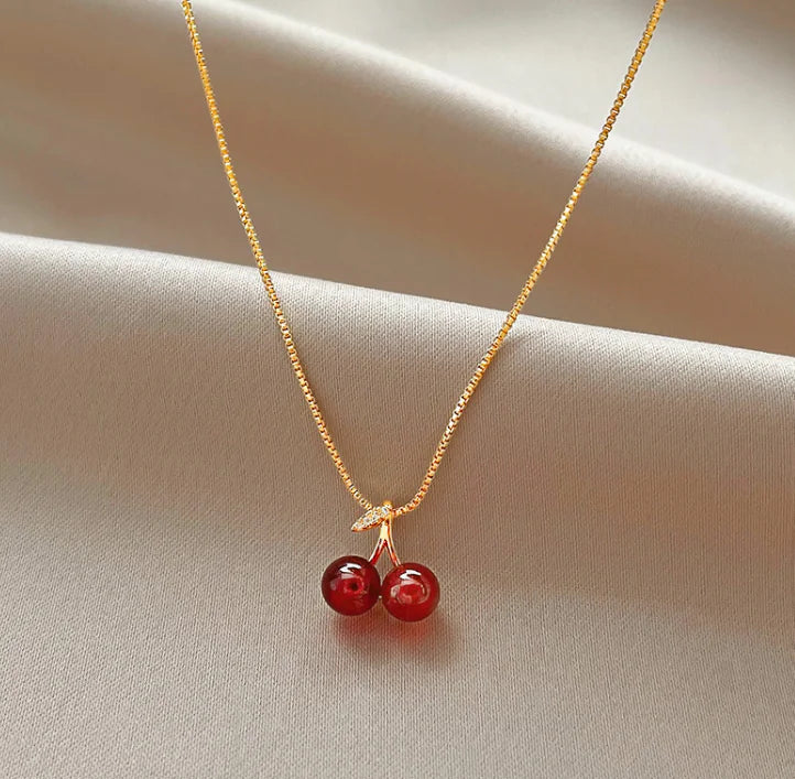 Retro Cherry Bliss Pendant Necklace