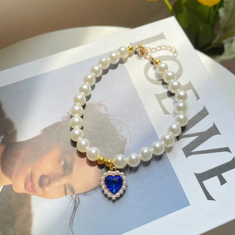 Retro Love Crystal Pendant Necklace for Pets