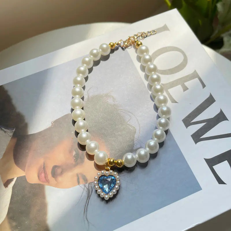 Retro Love Crystal Pendant Necklace for Pets
