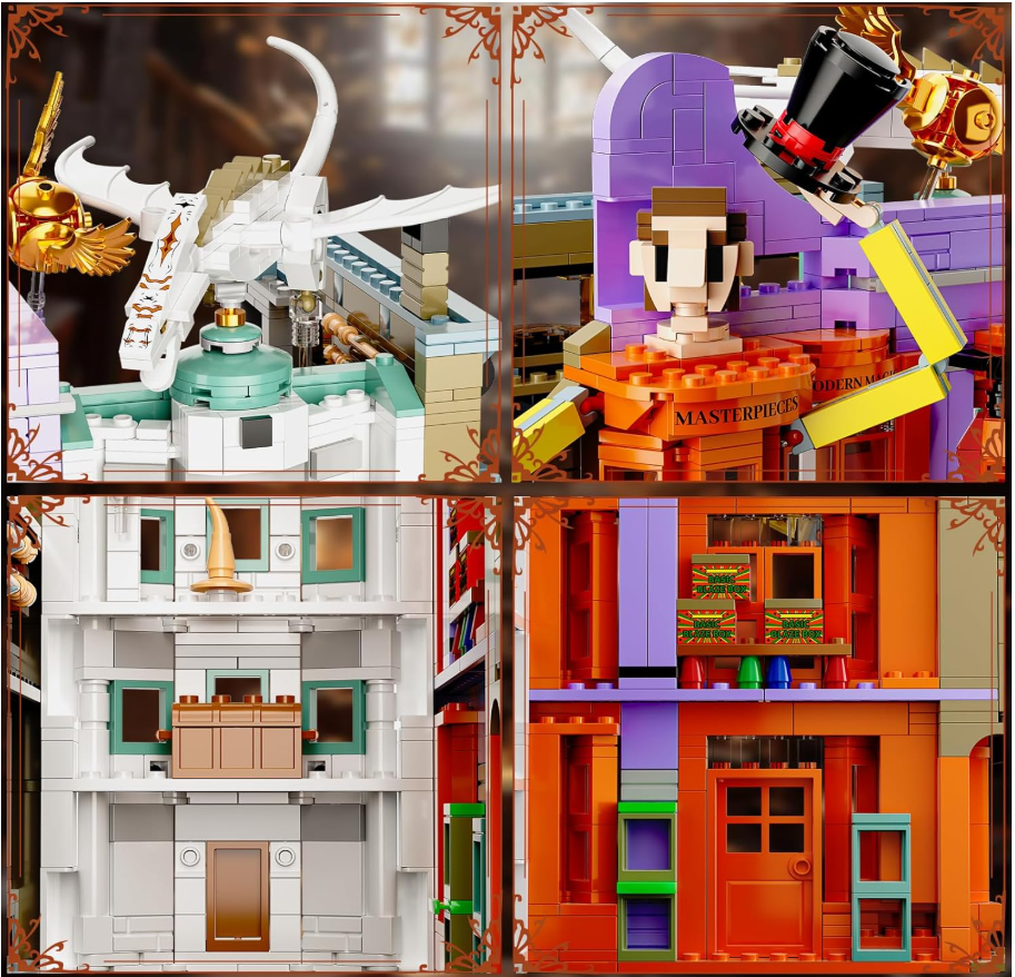 Magic Ideas Diagon Bookend Toy Building Set, Compatible with Lego Harry, Creative Building Toy for Fantasy Fans & Adults, Durable Collectible Design (1187 Pieces)
