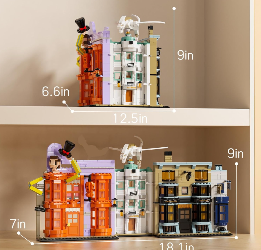 Magic Ideas Diagon Bookend Toy Building Set, Compatible with Lego Harry, Creative Building Toy for Fantasy Fans & Adults, Durable Collectible Design (1187 Pieces)