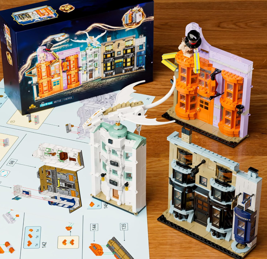 Magic Ideas Diagon Bookend Toy Building Set, Compatible with Lego Harry, Creative Building Toy for Fantasy Fans & Adults, Durable Collectible Design (1187 Pieces)