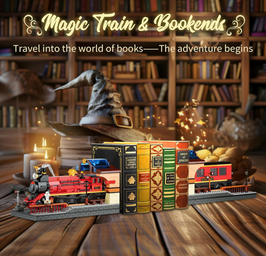 2in1 Harry Magic Train & Bookends Building Set - 1068pcs