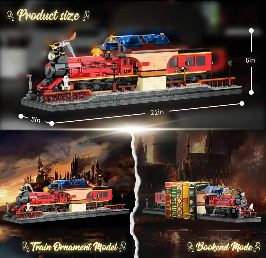 2in1 Harry Magic Train & Bookends Building Set - 1068pcs