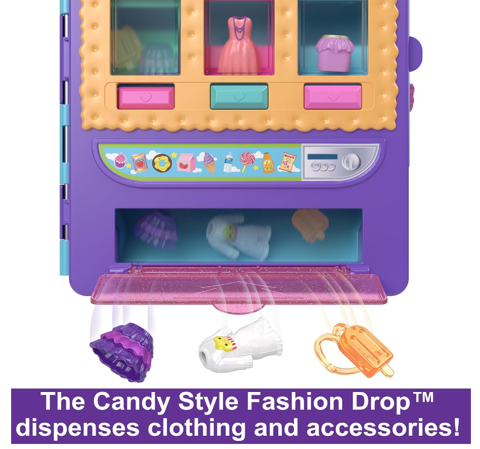 Polly Pocket Candy Fashion Vending Machine Set with 2 Dolls & Accessories