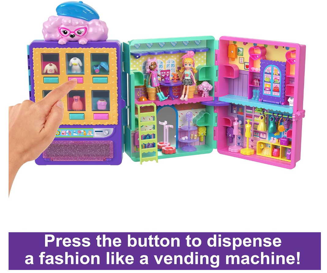Polly Pocket Candy Fashion Vending Machine Set with 2 Dolls & Accessories