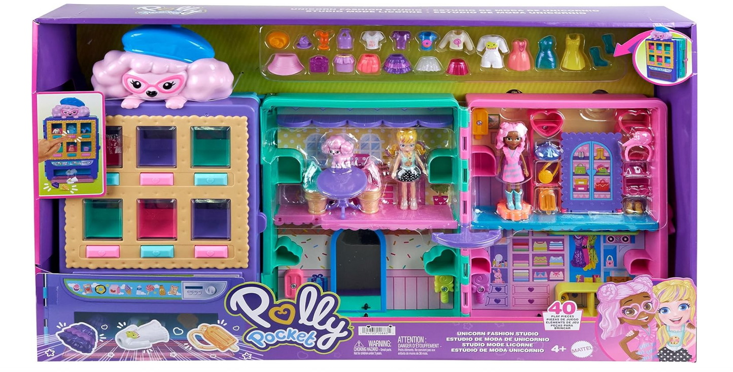 Polly Pocket Candy Fashion Vending Machine Set with 2 Dolls & Accessories