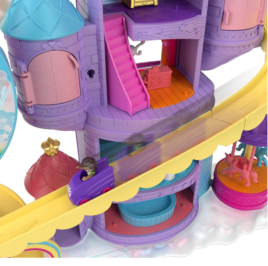 Polly Pocket Dolls & Playset Rainbow Funland Theme Park with 2 Unicorns Polly & Shani Dolls 25 Surprise Accessories