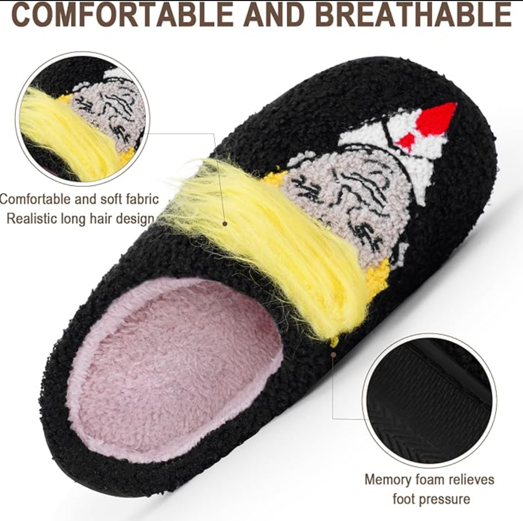 Trump Hair Plush Slippers