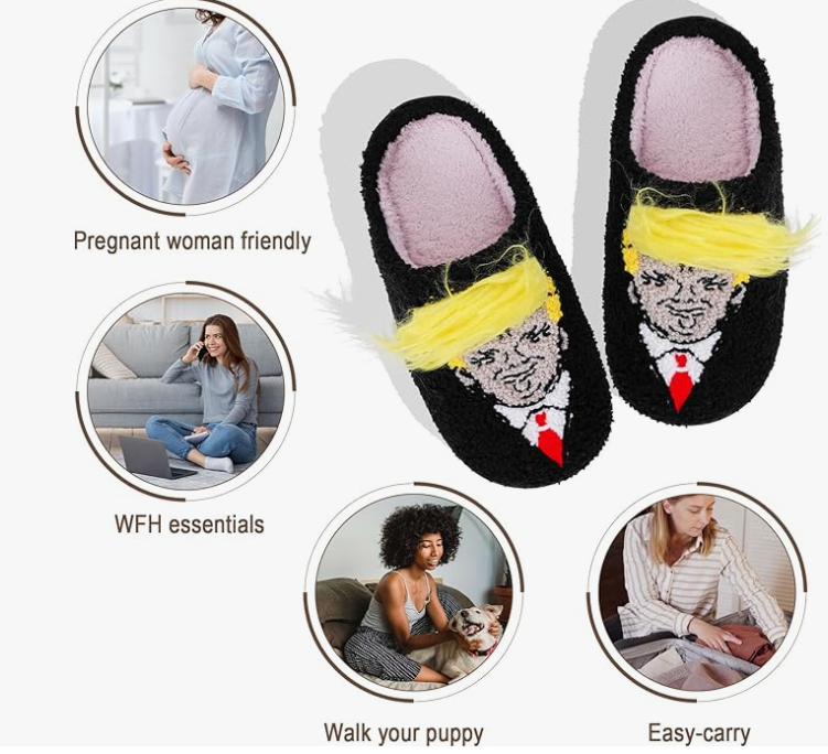 Trump Hair Plush Slippers