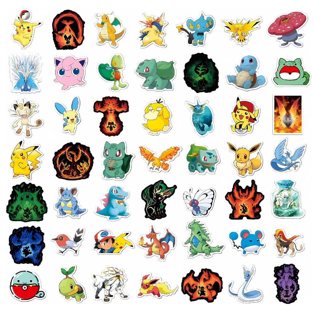 100Pcs Pokemon Decal Set in Gift Bag - Waterproof Vinyl Stickers