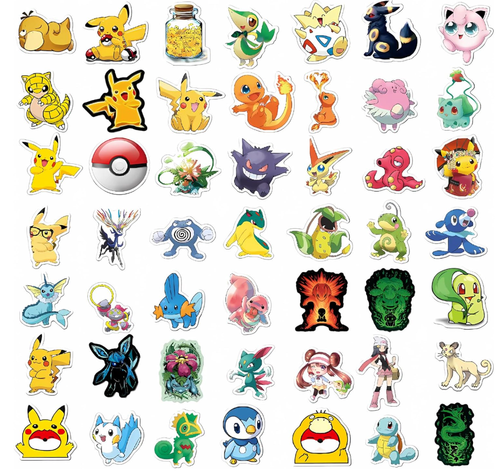 100Pcs Pokémon Decal Set in Gift Bag - Waterproof Vinyl Stickers