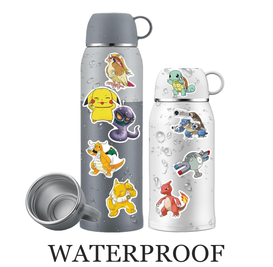 100Pcs Pokémon Decal Set in Gift Bag - Waterproof Vinyl Stickers