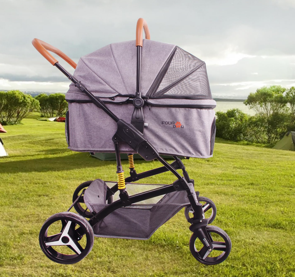 FOURPAW Pet Stroller Up to 55lbs Folding Lightweight & Multifunctional