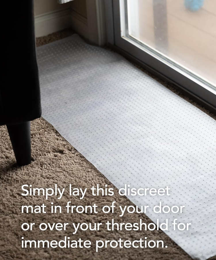 HugsandTails Pet Carpet Protector - Doorway Damage Deterrent and Scratch-Stopper for Cats Dogs and Pets Heavy-Duty PVC Runner Cut to Fit Clear 15 Inches x 48 Inches