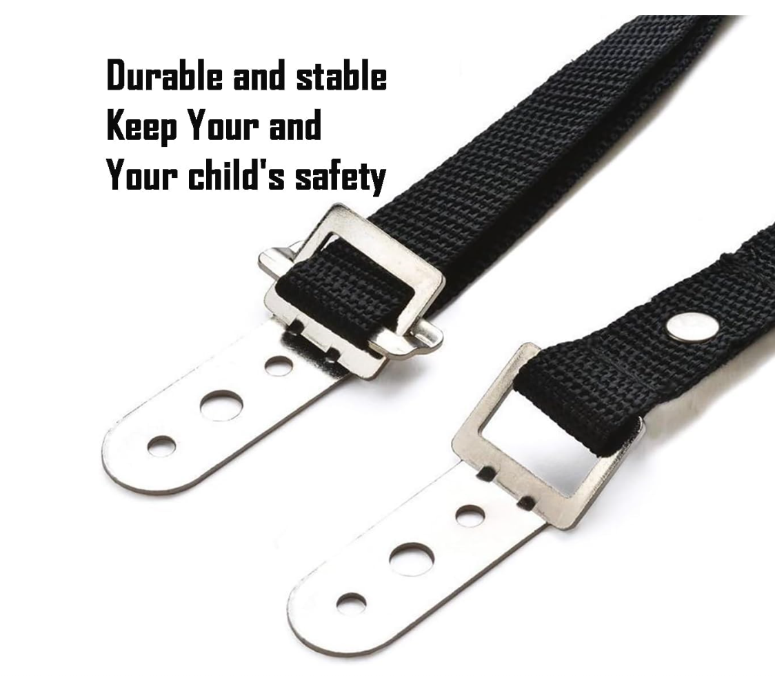 Adjustable Anti-tip TV Straps Safety for Flat Screen Heavy Duty Dual Cable Metal Anchor for Baby Proofing & Pet Protecting Anti-Tip TV and Furniture Anchor Straps kit 2 Straps
