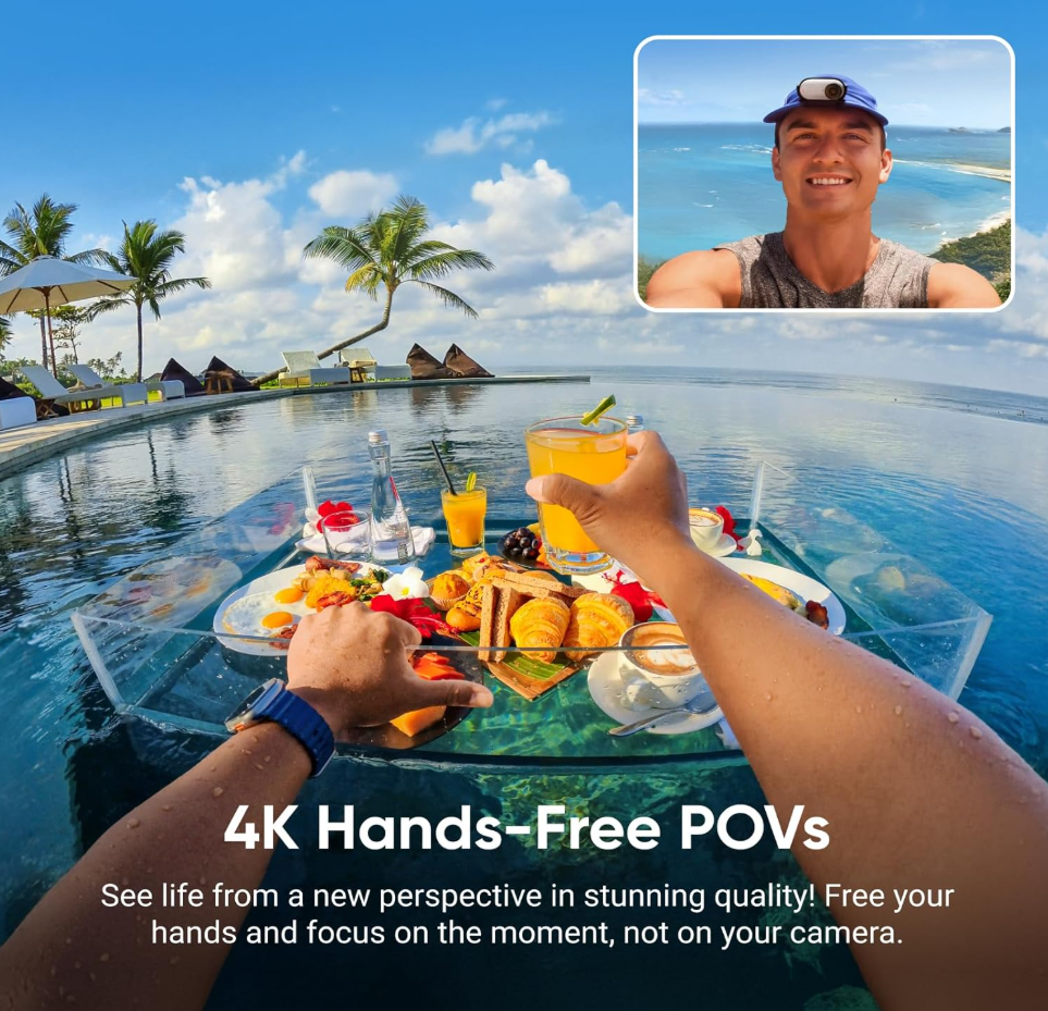 Insta360 GO 3S - 64 GB White 4K Tiny Portable Vlogging Camera Hands-Free POVs Mount Anywhere Stabilization 140 Min Battery Life 10m Waterproof Pet POV