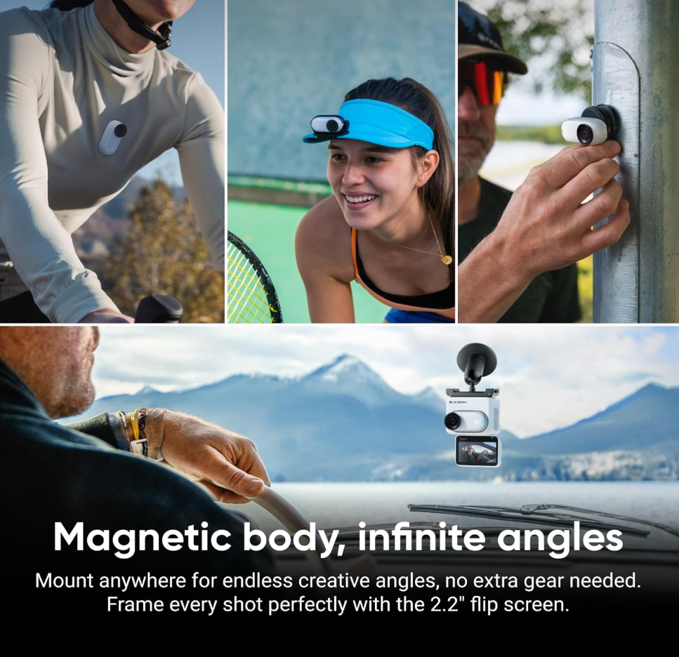Insta360 GO 3S - 64 GB White 4K Tiny Portable Vlogging Camera Hands-Free POVs Mount Anywhere Stabilization 140 Min Battery Life 10m Waterproof Pet POV