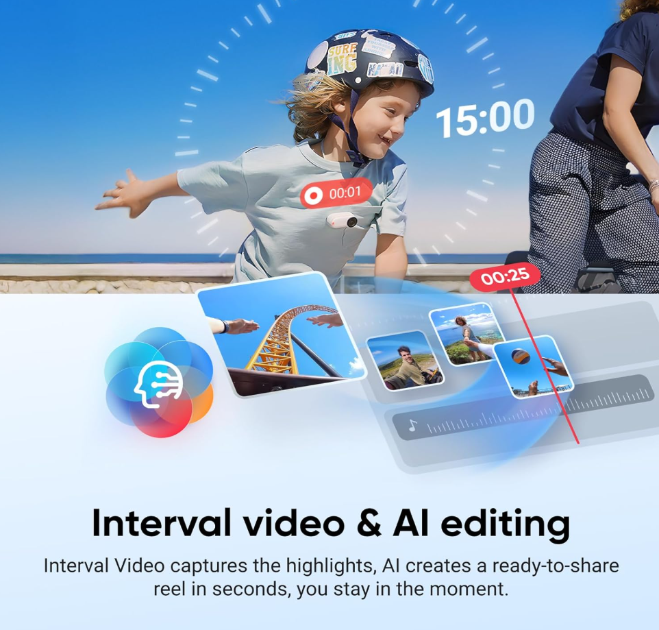 Insta360 GO 3S - 64 GB White 4K Tiny Portable Vlogging Camera Hands-Free POVs Mount Anywhere Stabilization 140 Min Battery Life 10m Waterproof Pet POV