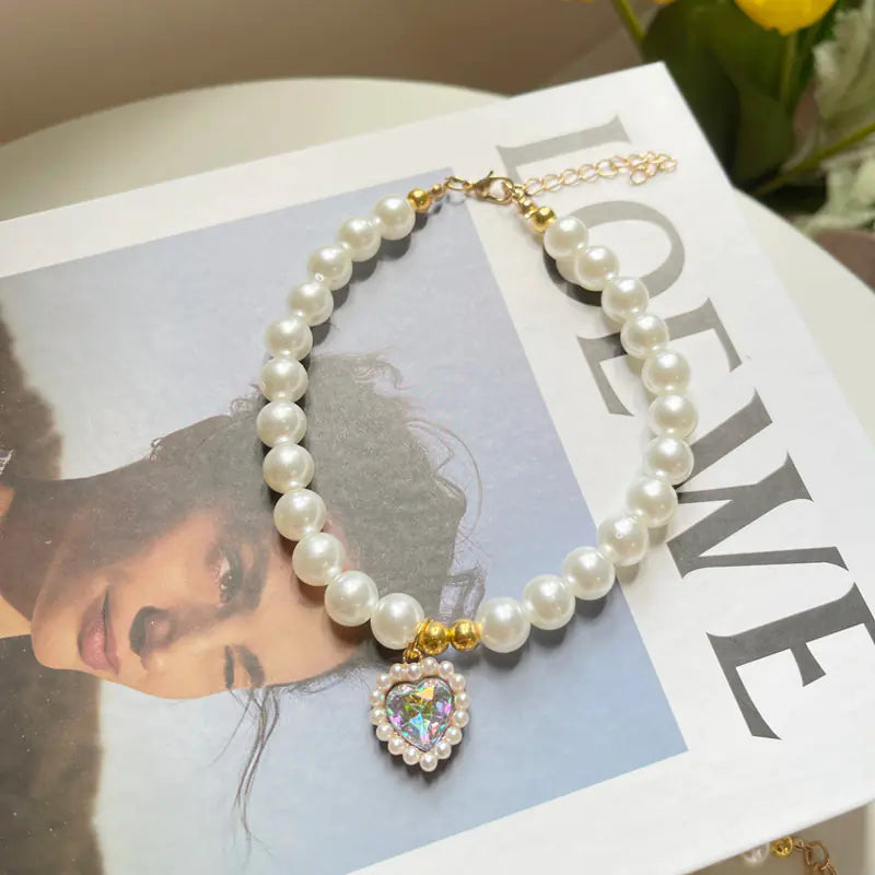 Retro Love Crystal Pendant Necklace for Pets