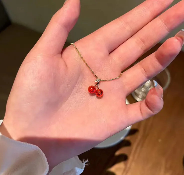Retro Cherry Bliss Pendant Necklace