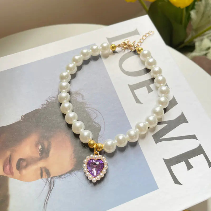 Retro Love Crystal Pendant Necklace for Pets