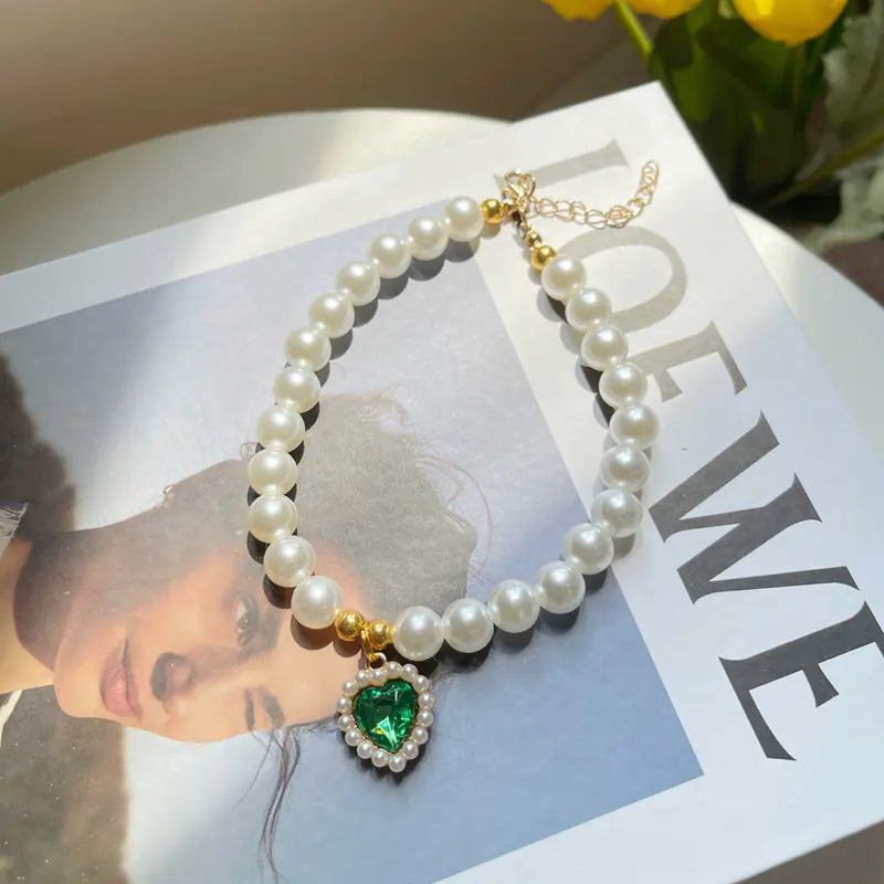 Retro Love Crystal Pendant Necklace for Pets