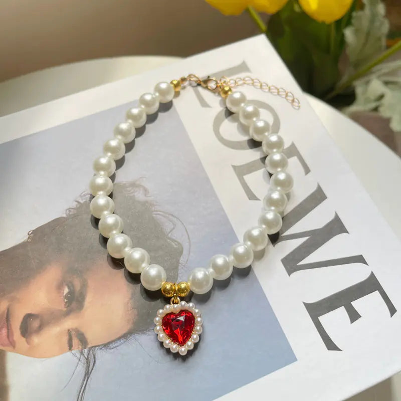 Retro Love Crystal Pendant Necklace for Pets
