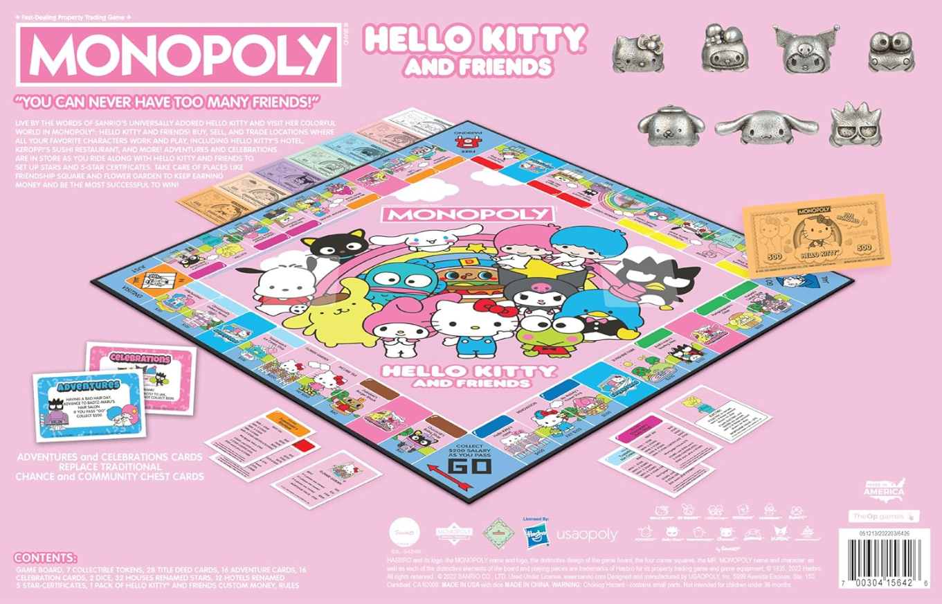 Hello Kitty and Friends Classic Monopoly Game Officially-Licensed