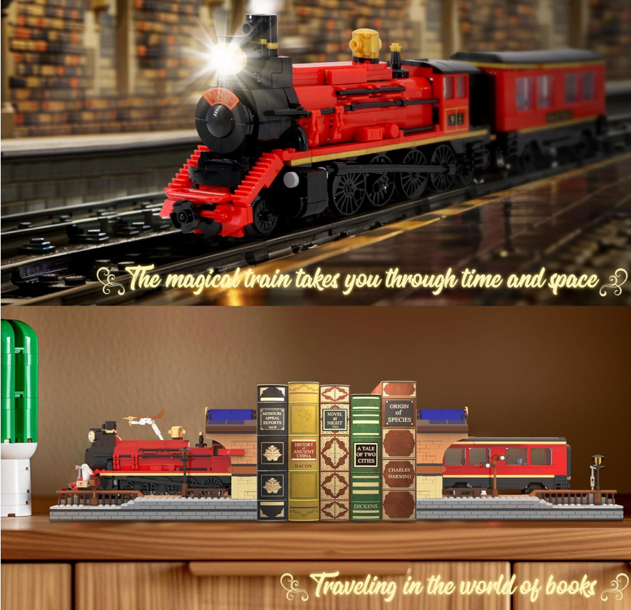 2in1 Harry Magic Train & Bookends Building Set - 1068pcs