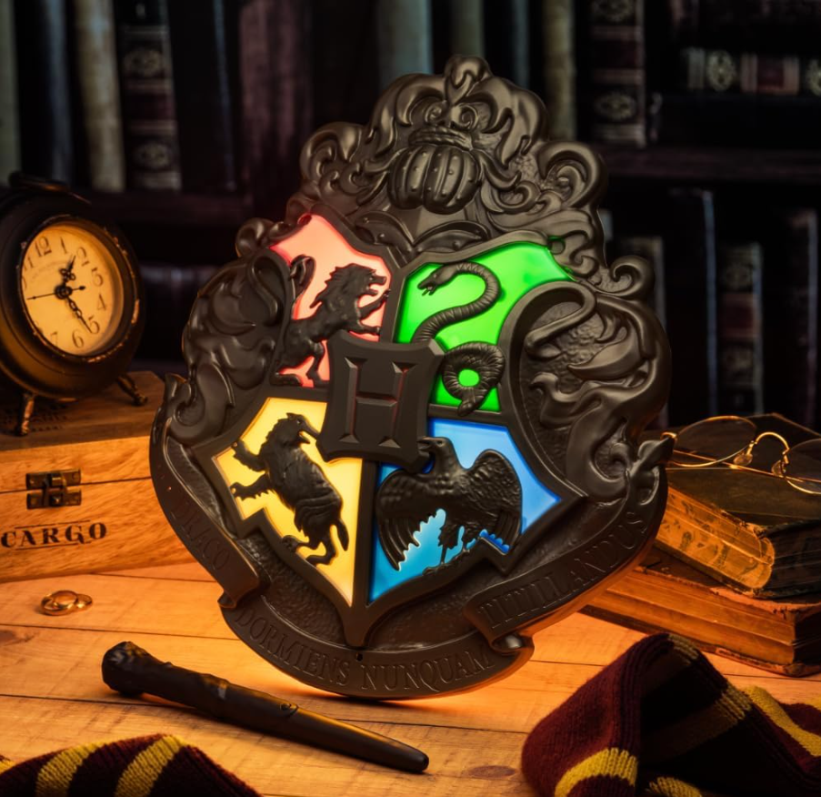 Hogwarts Crest Wizard Lamp with Magic Wand Remote