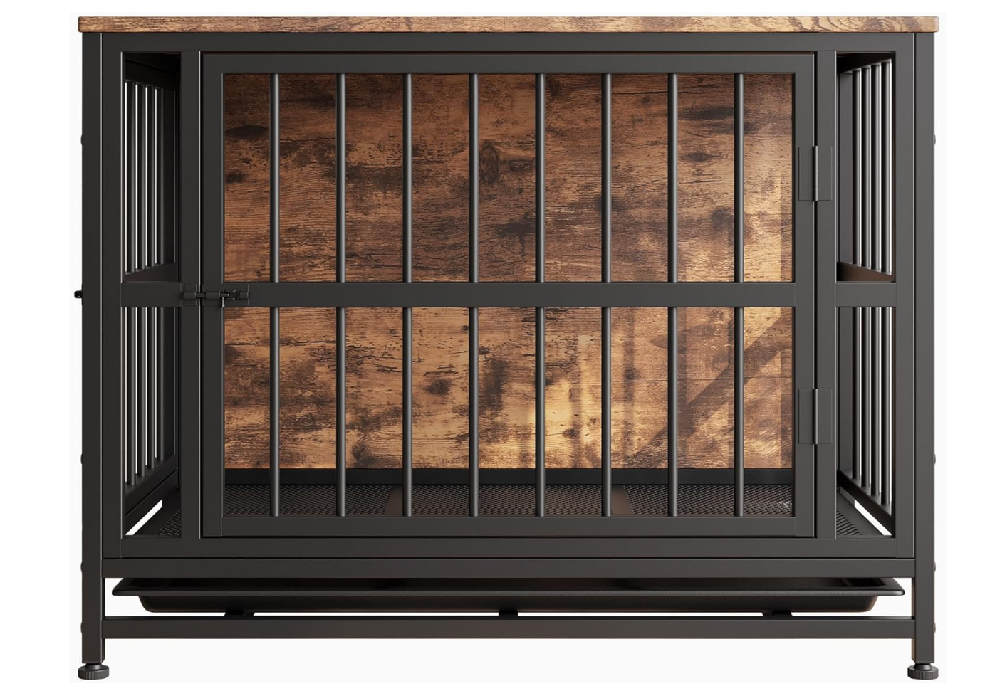 VECOCHO Dog Crate Furniture Heavy Duty Dog Cage for Large/Medium Dogs Wooden Dog Kennel IndoorDog House with Removable TrayDouble Doors Pet Crate Side End Table Chew-ResistantRustic Brown