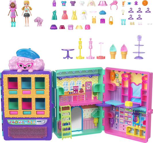 Polly Pocket Candy Fashion Vending Machine Set with 2 Dolls & Accessories